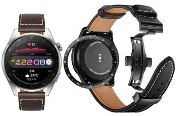 opaska pasek bransoleta LEATHER BUTTERFLY Huawei Watch 3 PRO 48mm czarna + szkło 5D