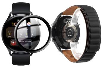 opaska pasek bransoleta LOOP Huawei Watch 3 46mm czarna + szkło 5D