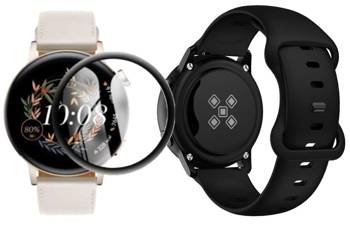 opaska pasek bransoleta SMOOTH ZAPIĘCIE Huawei Watch GT 3 42mm czarna + szkło 5D