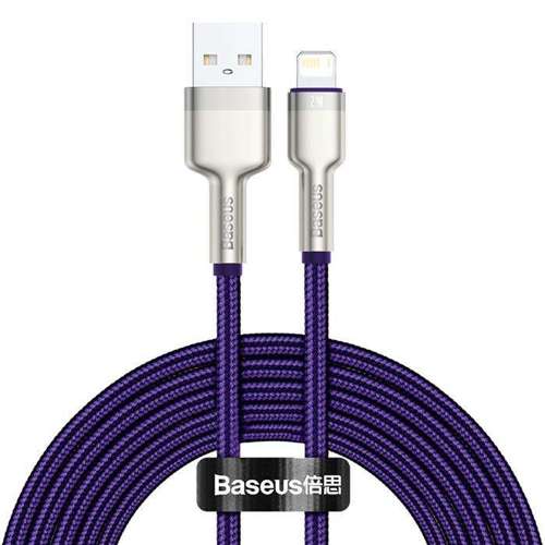 Baseus Cafule Metal Data kabel USB - Lightning 2,4 A 2 m fioletowy (CALJK-B05)