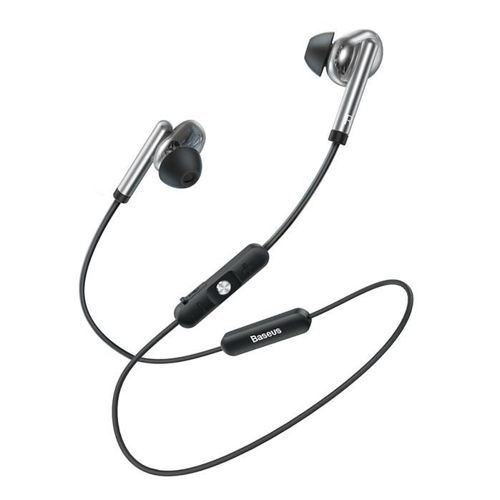 Baseus Encok S30 dokanałowe słuchawki bezprzewodowe Bluetooth 5.0 zestaw słuchawkowy z pilotem srebrny (NGS30-0S)