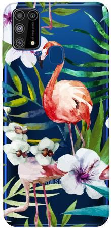 Boho Case Samsung Galaxy M31 kwiaty i flamingi
