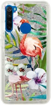 Brokat Case Xiaomi Redmi NOTE 8T kwiaty i flamingi