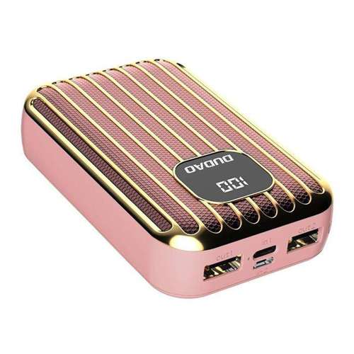 Dudao power bank 10000 mAh 2x USB / USB Typ C / micro USB 2 A z ekranem LED różowy (K11Pro-P)