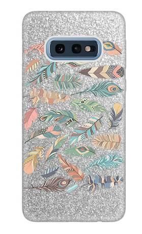 Etui Brokat SHINING piórka kolorowe na Samsung Galaxy S10e
