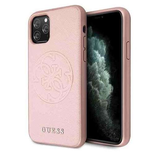 Etui Guess GUHCN58RSSASRG iPhone 11 Pro różowy/pink hard case Saffiano 4G Circle Logo