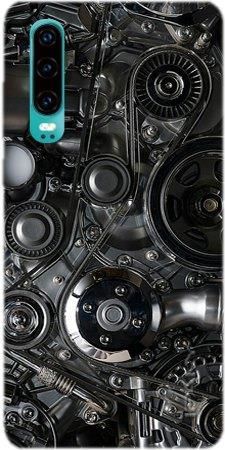 Etui IPAKY Effort czarna mechanika na Huawei P30 +szkło hartowane