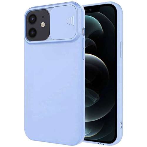 Etui IPHONE 12 Silikonowe z Osłoną na Aparat Nexeri Silicone Lens jasny niebieski