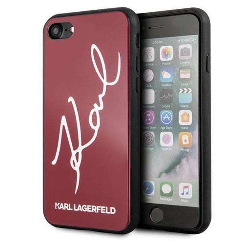Etui Karl Lagerfeld KLHCI8DLKSRE iPhone 7/8 czerwony/red hard case Signature Glitter