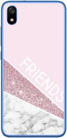 Etui dla przyjaciół friends glitter różowy na Xiaomi Redmi 7A