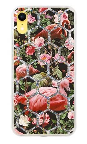 Etui kwiatowe sześciokąty brokat na Apple iPhone XR V2