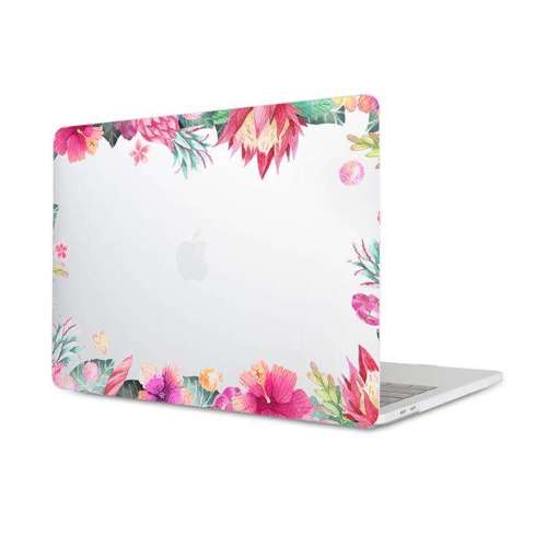 Etui różowe kwiaty dookoła na Apple Macbook PRO 16 A2141