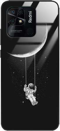 Etui szklane GLASS CASE kosmonauta na huśtawce Xiaomi Redmi 10C 