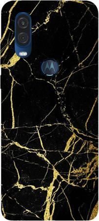 Foto Case Motorola MOTO ONE VISION czarno złoty marmur