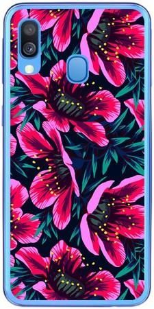 Foto Case Samsung Galaxy A40 różowo czarne kwiaty