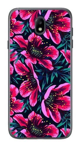 Foto Case Samsung Galaxy J7 (2017) różowo czarne kwiaty