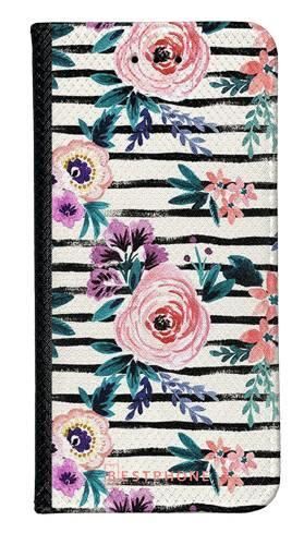 Portfel Wallet Case Huawei Y5 kwiaty i paski