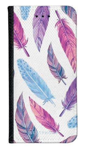 Portfel Wallet Case Samsung Galaxy M33 fioletowe piórka