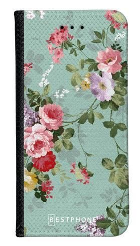 Portfel Wallet Case Xiaomi Redmi NOTE 8T zielone kwiatki