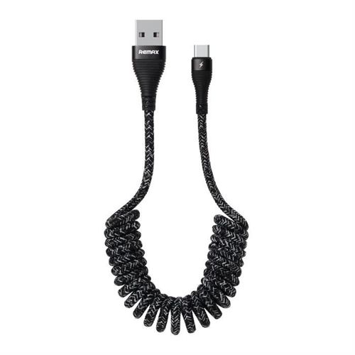 REMAX Super sprężynowy kabel USB / USB Typ C 120cm 2.1A czarny (RC-139a black)
