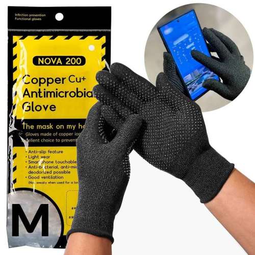 Rękawiczki Antybakteryjne Obsługa Telefonu NOVA Gloves 200 czarne Rozm. M