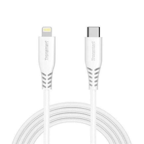 Tronsmart nylonowy kabel przewód USB Typ C - Lightning (MFI) 3 A 1,2 m biały (354579)